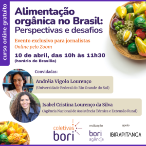 Card com os dados do evento Coletiva Bori sobre alimentação orgânica no Brasil